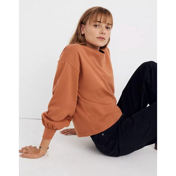 Madewell Chord‎ Bubble-Sleeve Top Thick Cotton Sweatshirt Size XXS - Picture 2 of 8